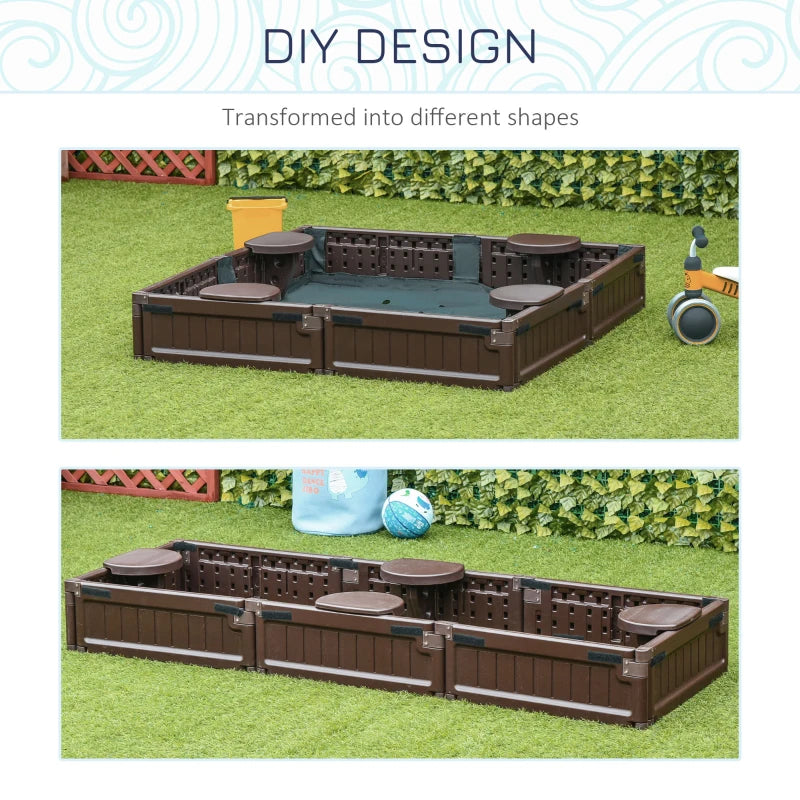 Brown Kids' Sand Pit with Water-Resistant Cover - Outdoor Playset