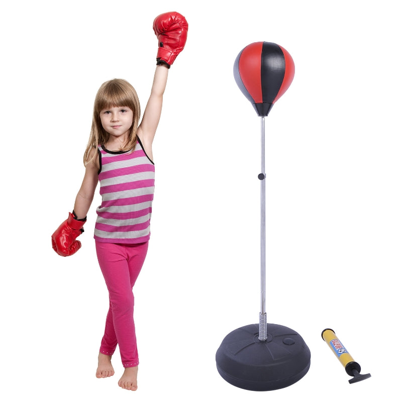 Kids Adjustable Height Boxing Punch Ball Set - Blue - Gloves & Pump Included