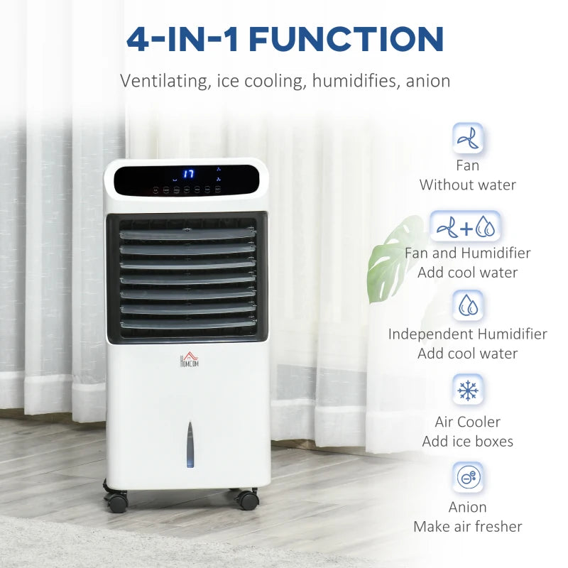Portable 12L Tank Air Cooler with Ice Cooling and Humidifier - White