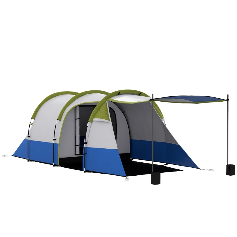 Green 3-Person 2-Room Tent with Porch and Accessories