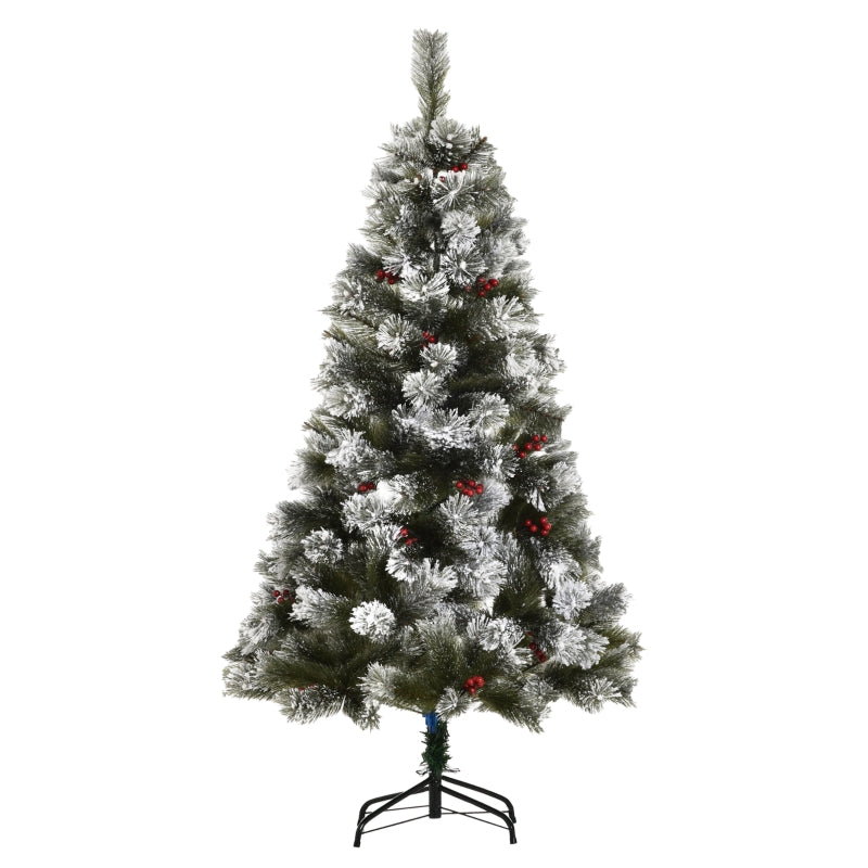 Red Berry Artificial Christmas Tree with Metal Stand - 5FT