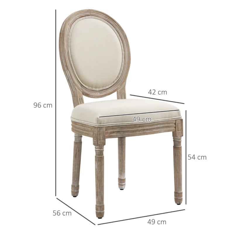 French-Inspired Wooden Dining Chairs - Cream (Set of 2)