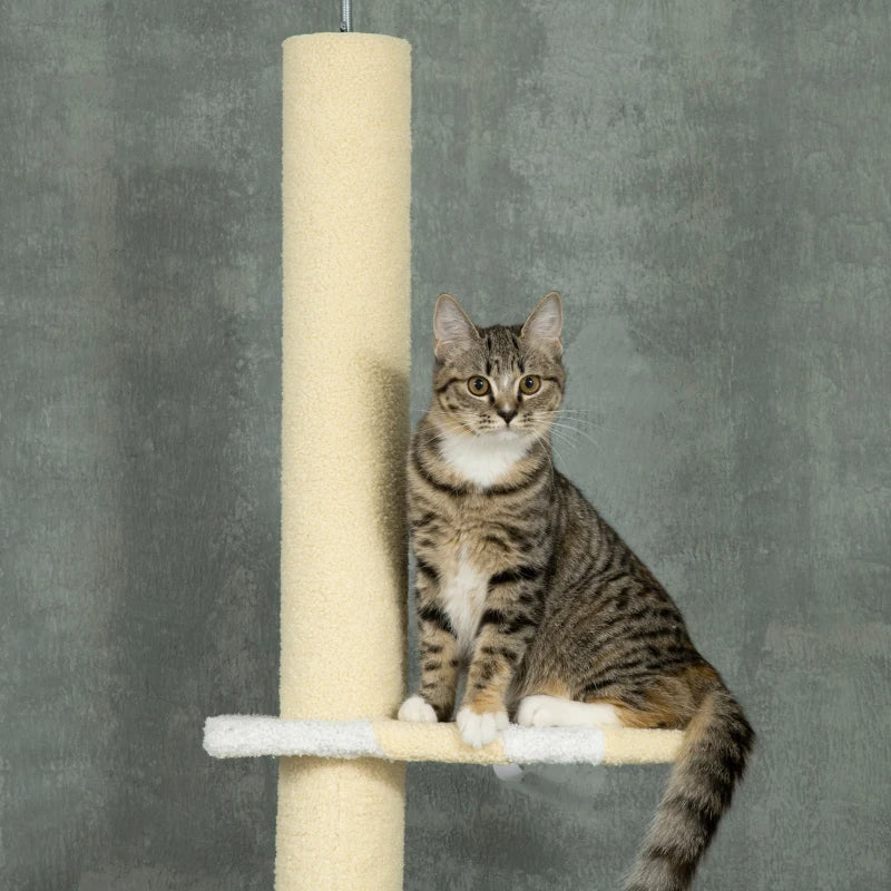 Yellow Cat Tree with Adjustable Height and Multi-Layer Activity Center