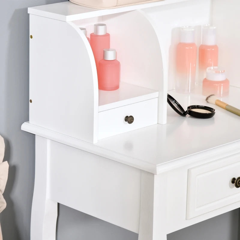 White 4-Drawer Vanity Makeup Table for Bedroom Storage