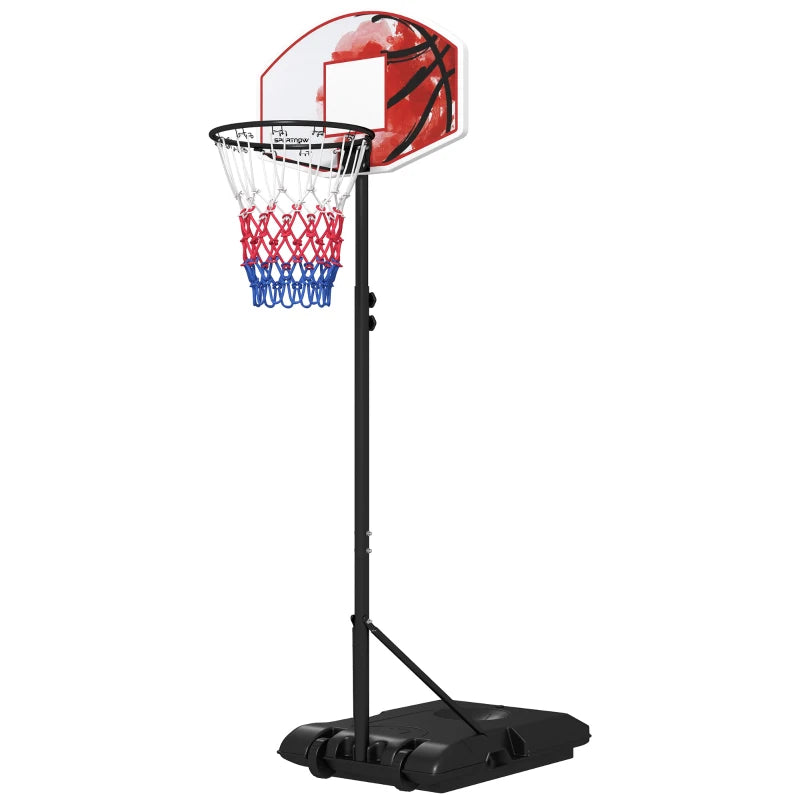 Adjustable Basketball Stand Net System with Wheels, Enlarged Base, Black, PE Backboard