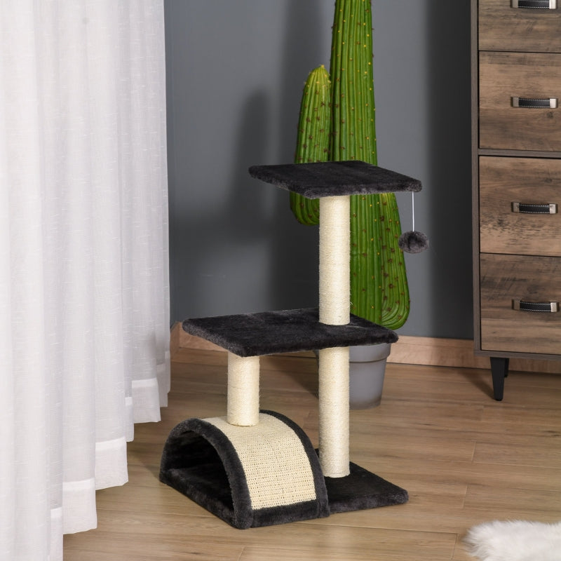 Black 72cm Cat Tree with Scratching Post and Pad for Indoor Cats