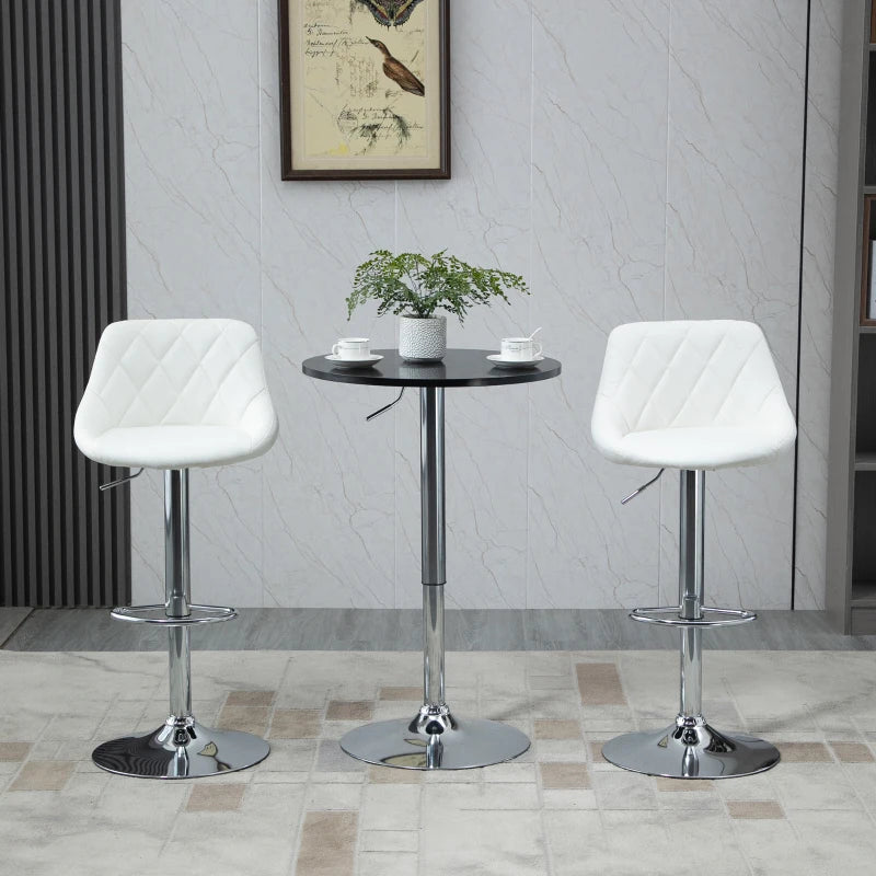 Black Round Height Adjustable Bar Table with Metal Base