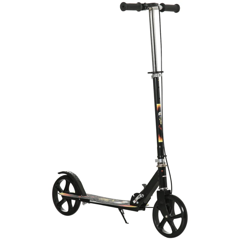 Black Kids Foldable Kick Scooter with Adjustable Height and Big Wheels