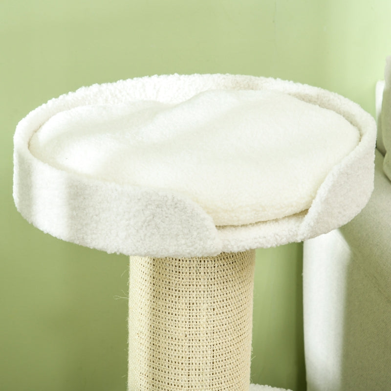 Cat Tree with Basket Cushion - Cream White