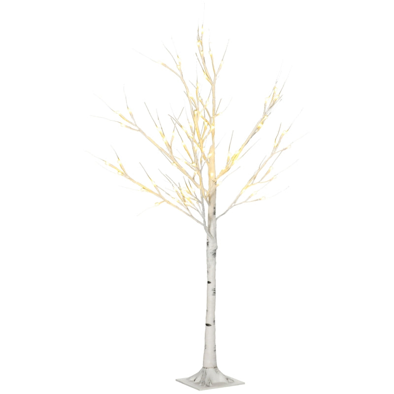 4ft White Birch Tree with Warm White LED Lights - Indoor/Outdoor