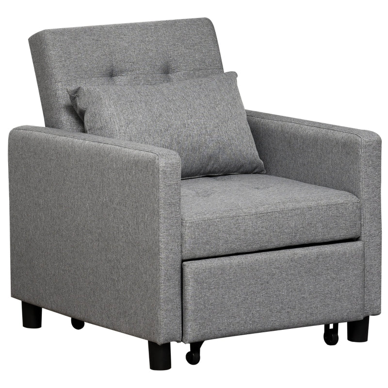 Grey Convertible Sleeper Chair with Adjustable Backrest
