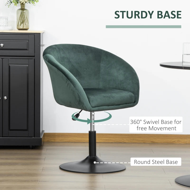 Green Swivel Fabric Bar Stool with Backrest and Adjustable Height
