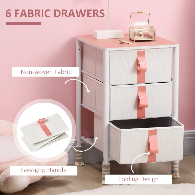 Pink Fabric 3-Drawer Storage Cabinet