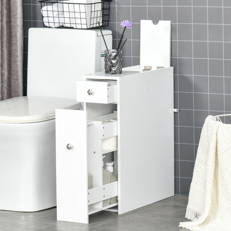 White Slim Bathroom Storage Cabinet with Drawers