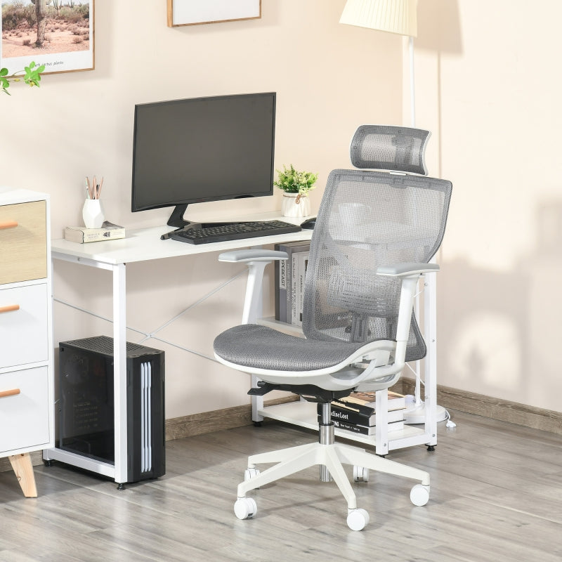 Grey Mesh Office Chair with 360° Rotation & Adjustable Features