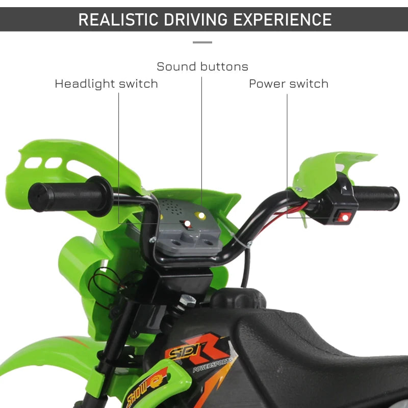 Green Kids Electric Motorbike Ride-On Toy (Ages 3-6)