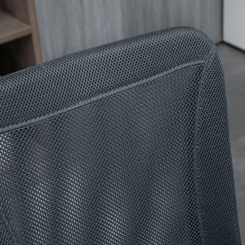 Dark Grey Mesh Office Chair with Adjustable Height and Swivel Wheels