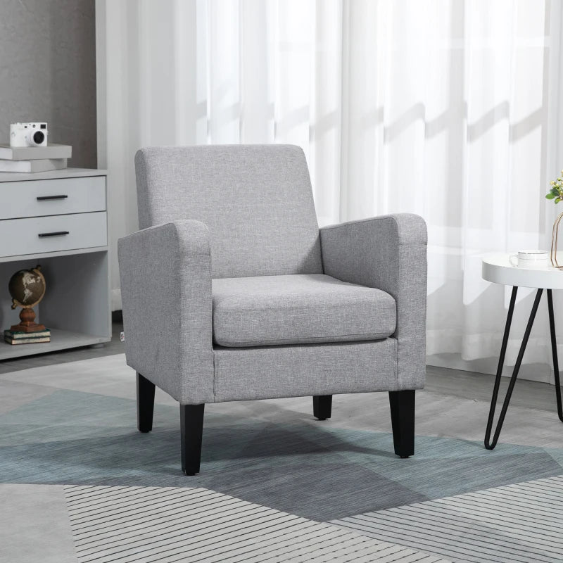 Light Grey Modern Accent Chair with Rubber Wood Legs