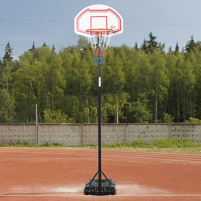 Red Portable Outdoor Basketball Hoop Stand - Adjustable Height, Sturdy Rim, Stable Base