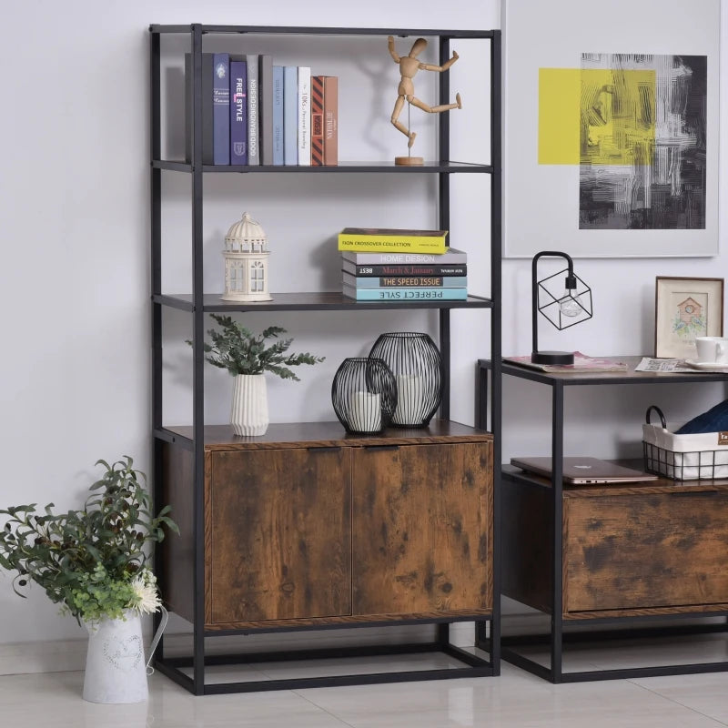 Rustic Industrial Style 3-Shelf Freestanding Storage Cabinet