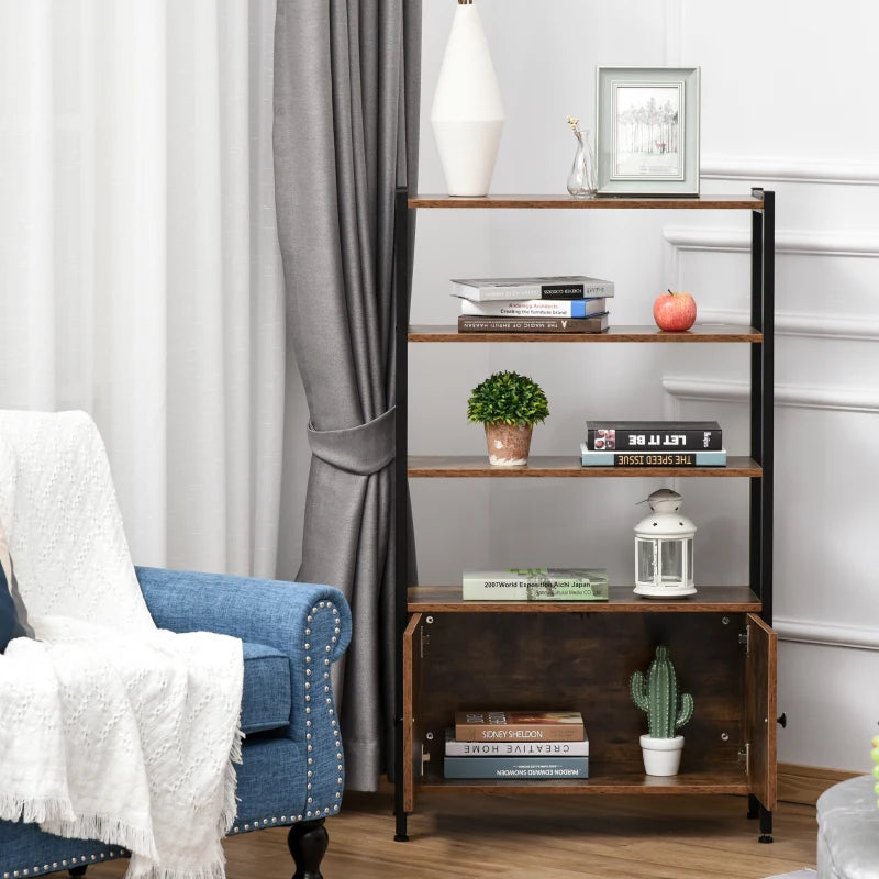 Rustic Brown 3-Tier Industrial Storage Cabinet with Doors