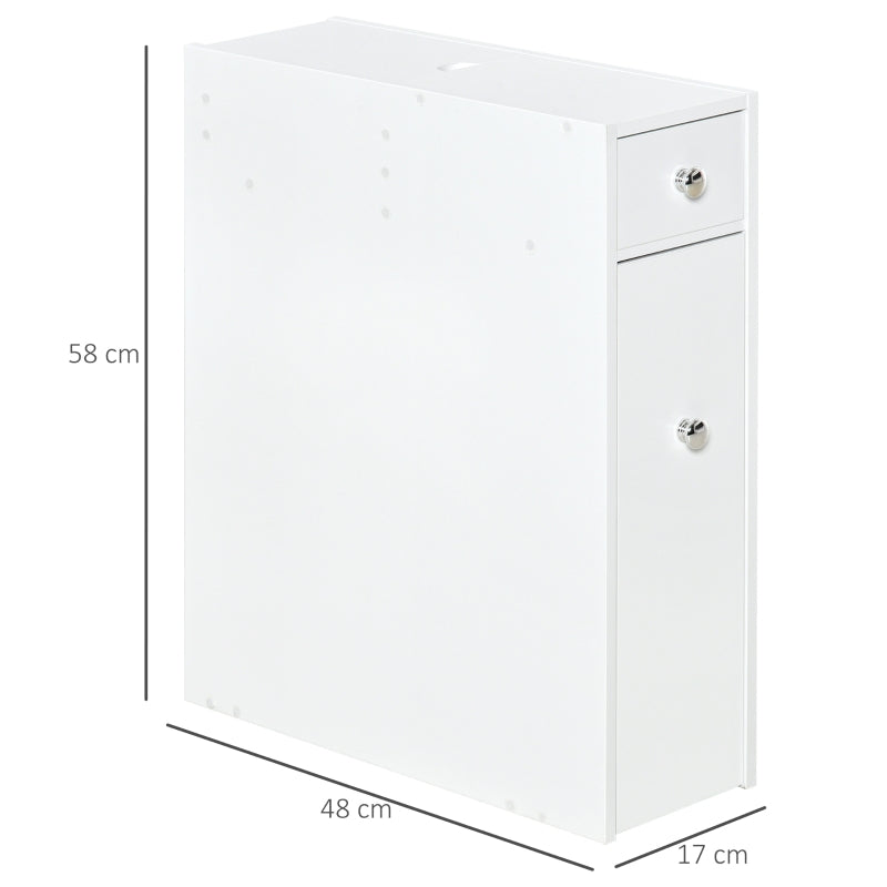 White Slim Bathroom Storage Cabinet with Drawers