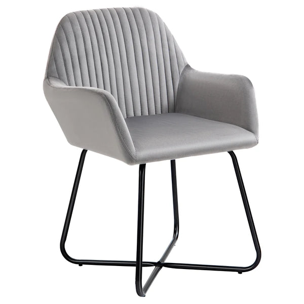 Grey Modern Upholstered Arm Chair with Metal Base for Living Room