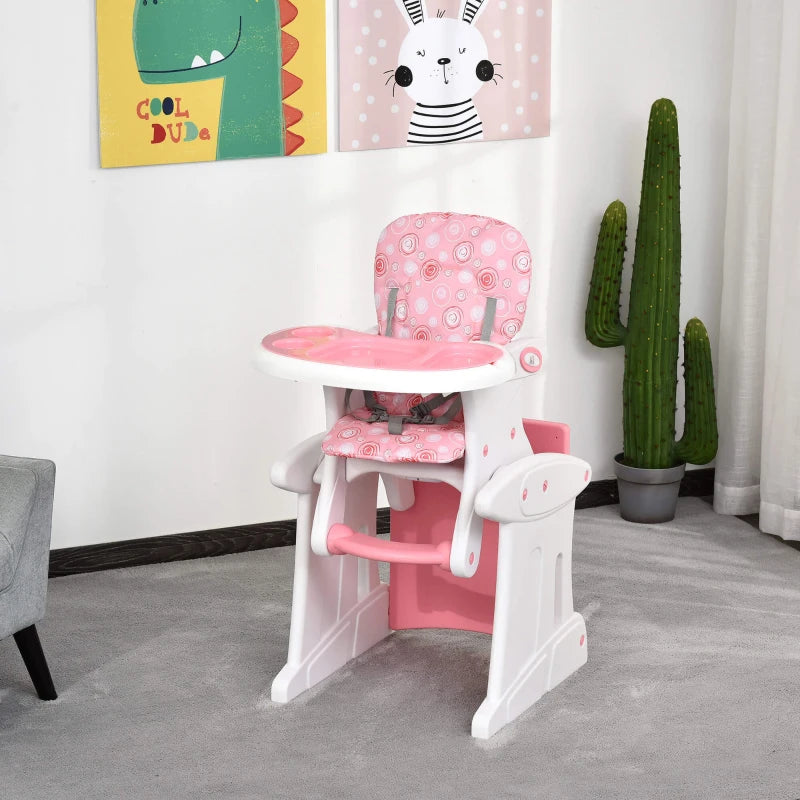 3-in-1 Pink Baby Booster High Chair