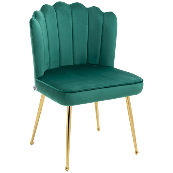 Green Velvet Accent Chair with Gold Metal Legs