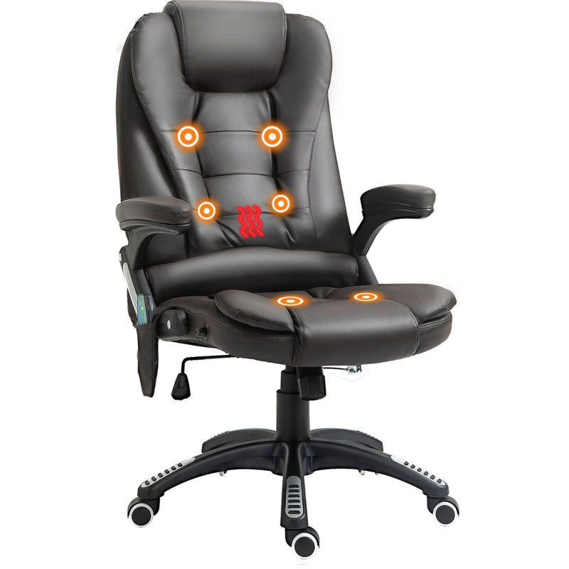 Brown High Back Massage Office Chair with Heat