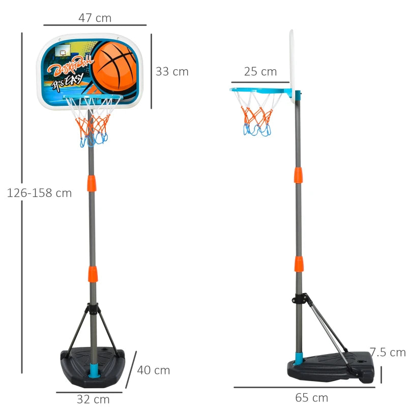 Blue Adjustable Kids Basketball Hoop Set with Ball