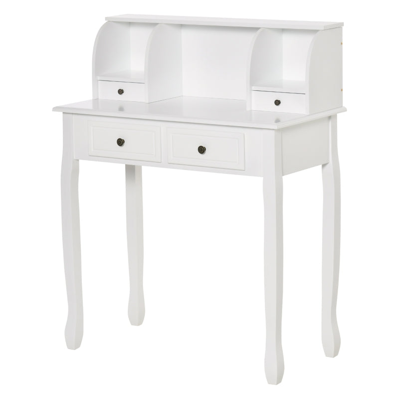 White 4-Drawer Vanity Makeup Table for Bedroom Storage