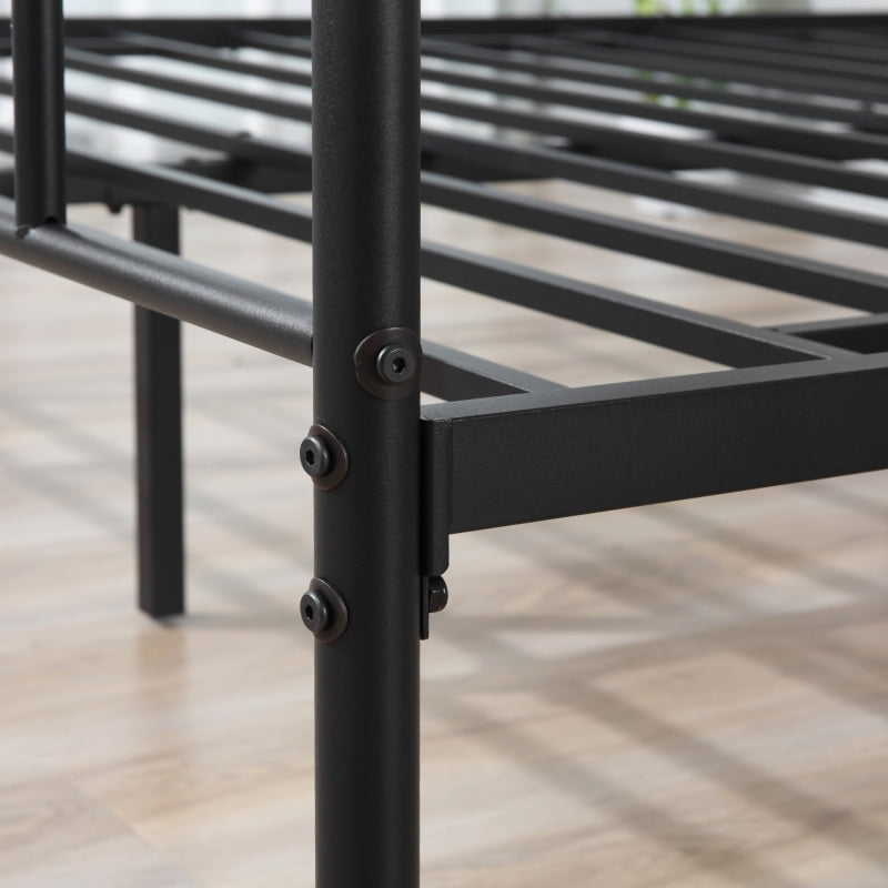 Black Metal Double Bed Frame with Storage Space