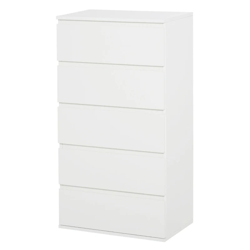 White 5-Drawer Storage Cabinet for Bedroom and Living Room