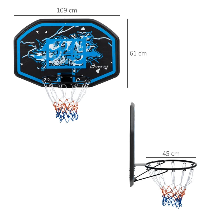 Blue & White Wall Mounted Mini Basketball Hoop Set for Teens & Adults