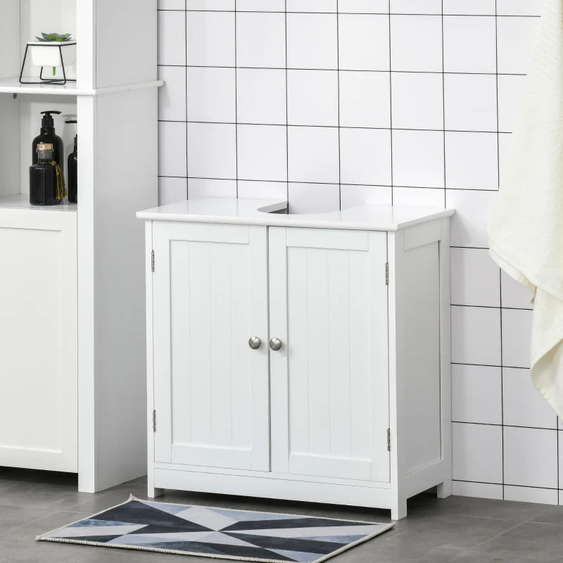 White Under-Sink Storage Cabinet with Adjustable Shelf - 60x60cm