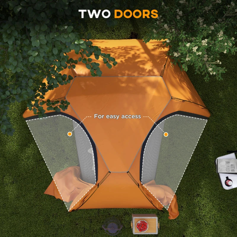 Orange Aluminium Frame Camping Dome Tent, 2000mm Waterproof, 1-2 Person