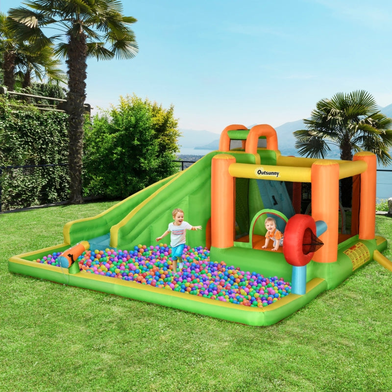 Kids 7-in-1 Bouncy Castle with Water Slide - Blue