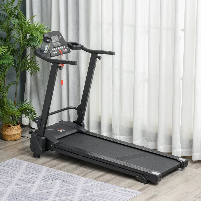 Electric Folding Treadmill with Incline, MP3 Player, 12 Programs - Black