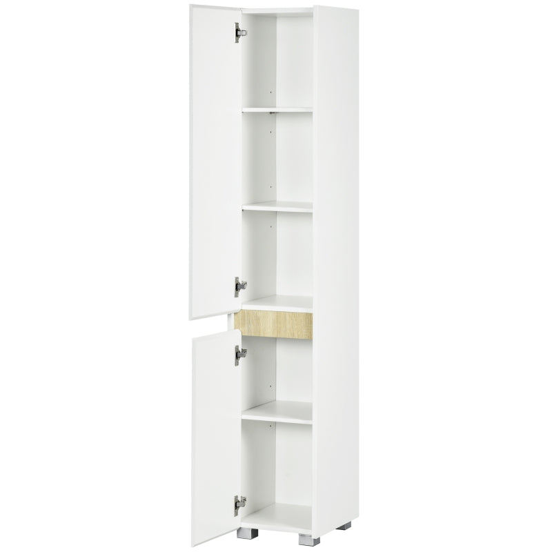 White Tall Bathroom Storage Cabinet with Adjustable Shelves