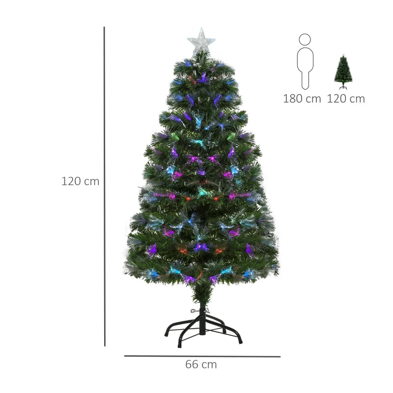 4FT Multicoloured Fibre Optic Christmas Tree with Pre-Lit Modes