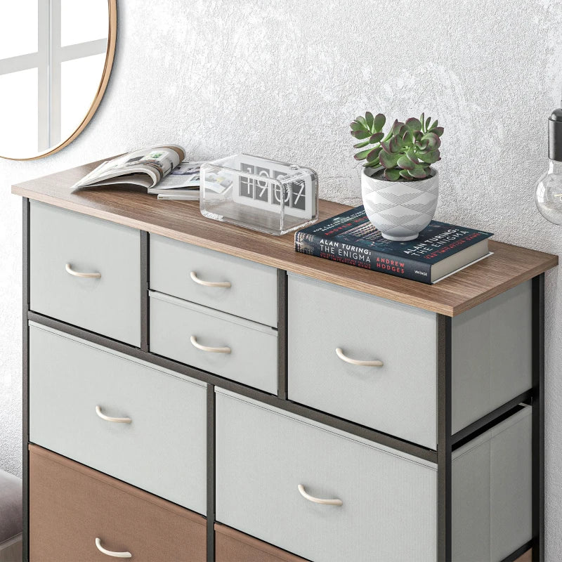 Multicolour 10-Drawer Fabric Dresser with Steel Frame