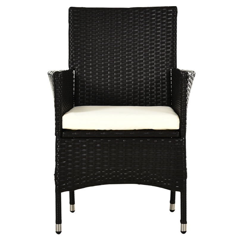 Rattan Armchair Set with Armrests and Cushions - Deep Coffee