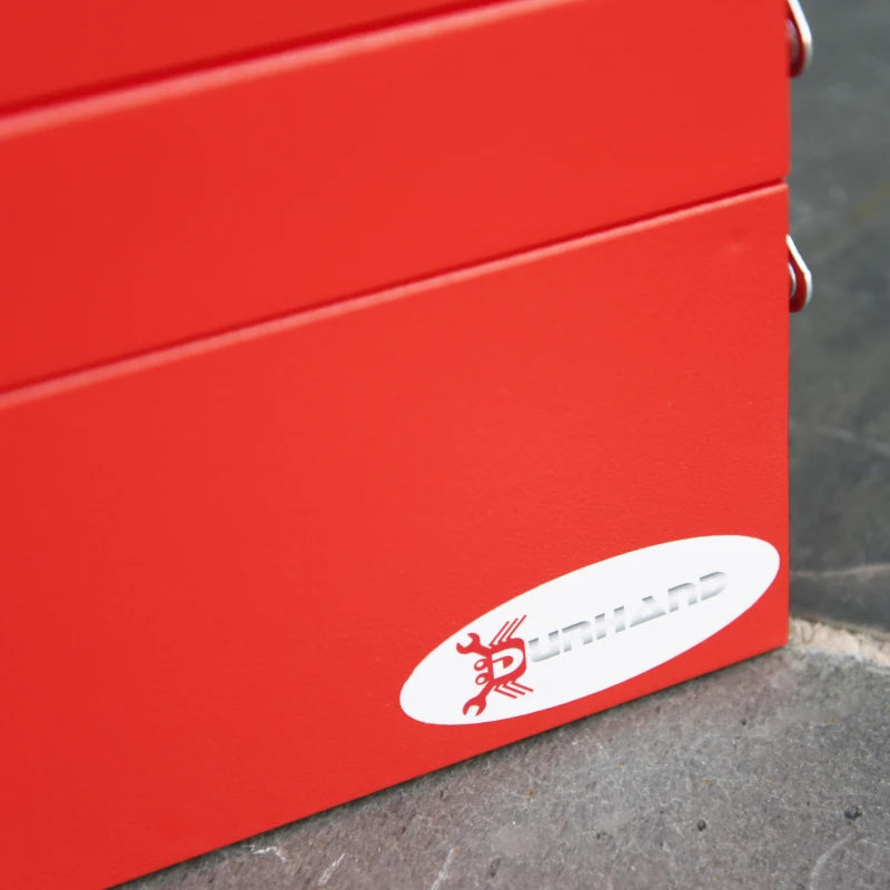 Red Metal 3-Tier Cantilever Toolbox with Carry Handle, 56x20x34cm