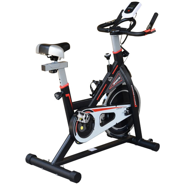 Black Indoor Cycling Exercise Bike with LCD Display and Heart Rate Sensor