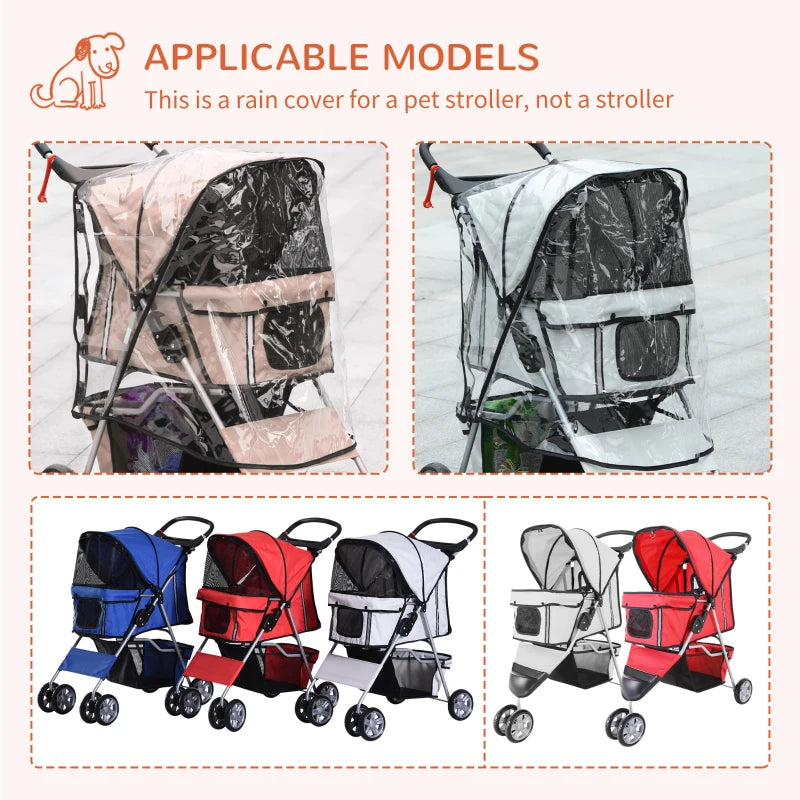 Brown Dog Stroller with Rain Cover for Small Dogs