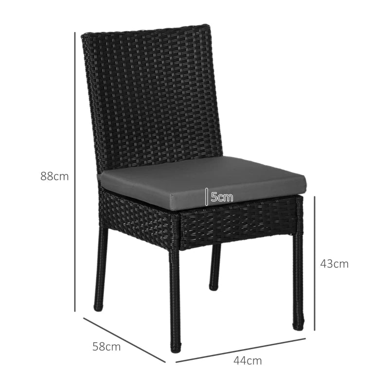 Black Rattan Garden Chairs Set of 4