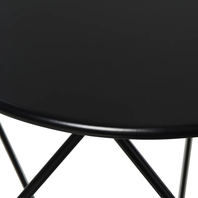 Black Round Steel Frame Coffee Table - Nordic Minimalist Style