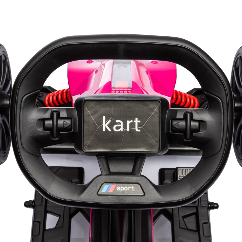 Kids Pink Electric Go Kart with Rechargeable Battery - 2 Speeds