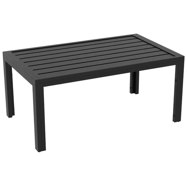 Black Steel Frame Rectangular Outdoor Patio Side Table